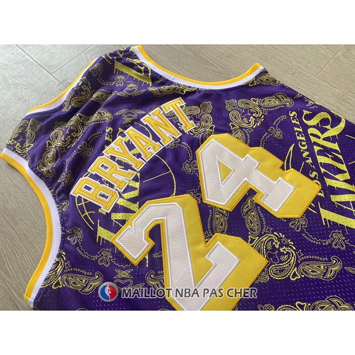 Maillot Los Angeles Lakers Kobe Bryant NO 24 Mitchell & Ness 2007-08 Volet2